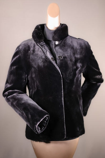 Full-Skin Sheared Mink Long Jacket Reversible to Quilted Puffer