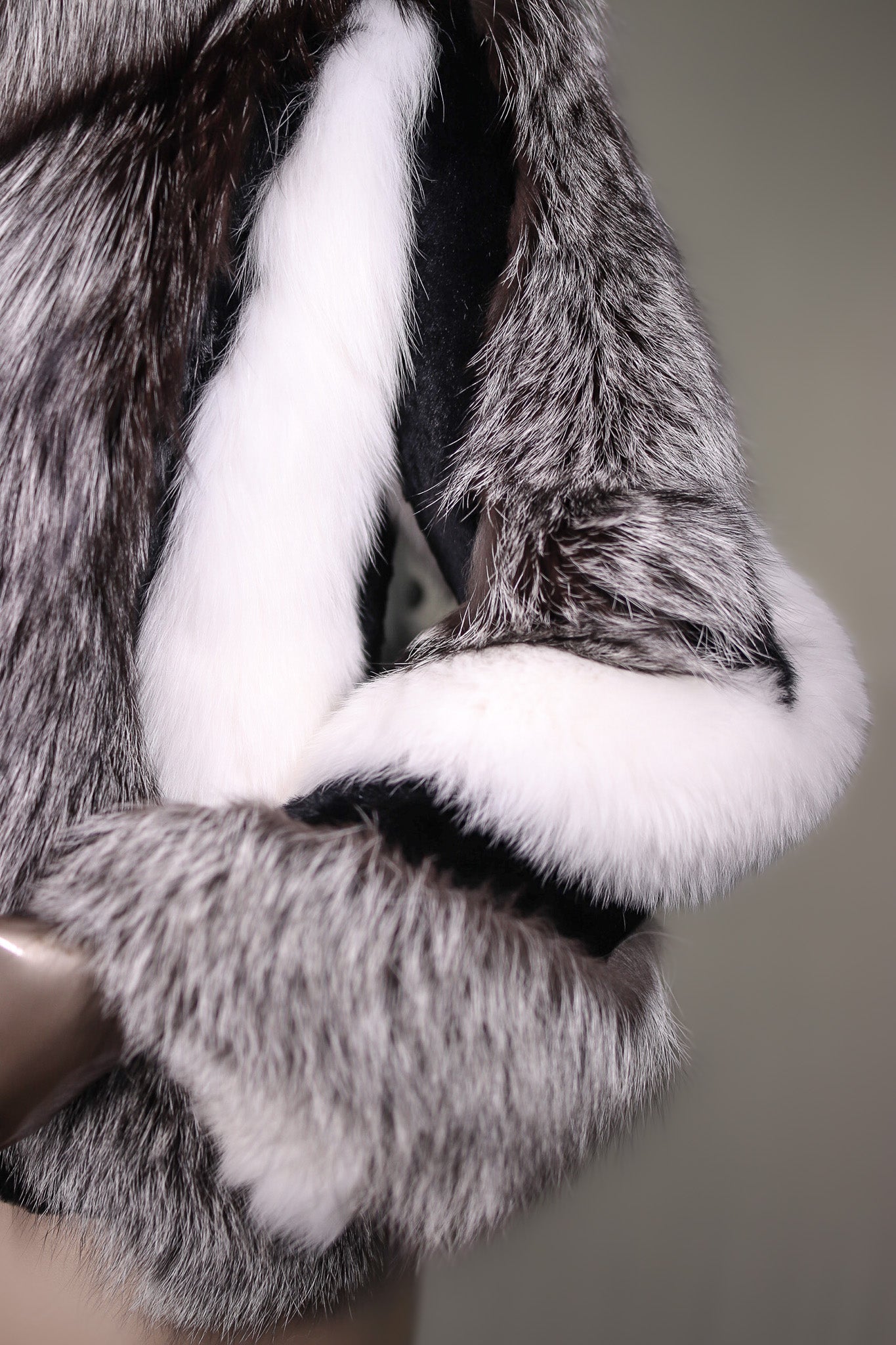 Multi-Contrasting Fox Jacket with Chinchilla REX Rabbit Inserts