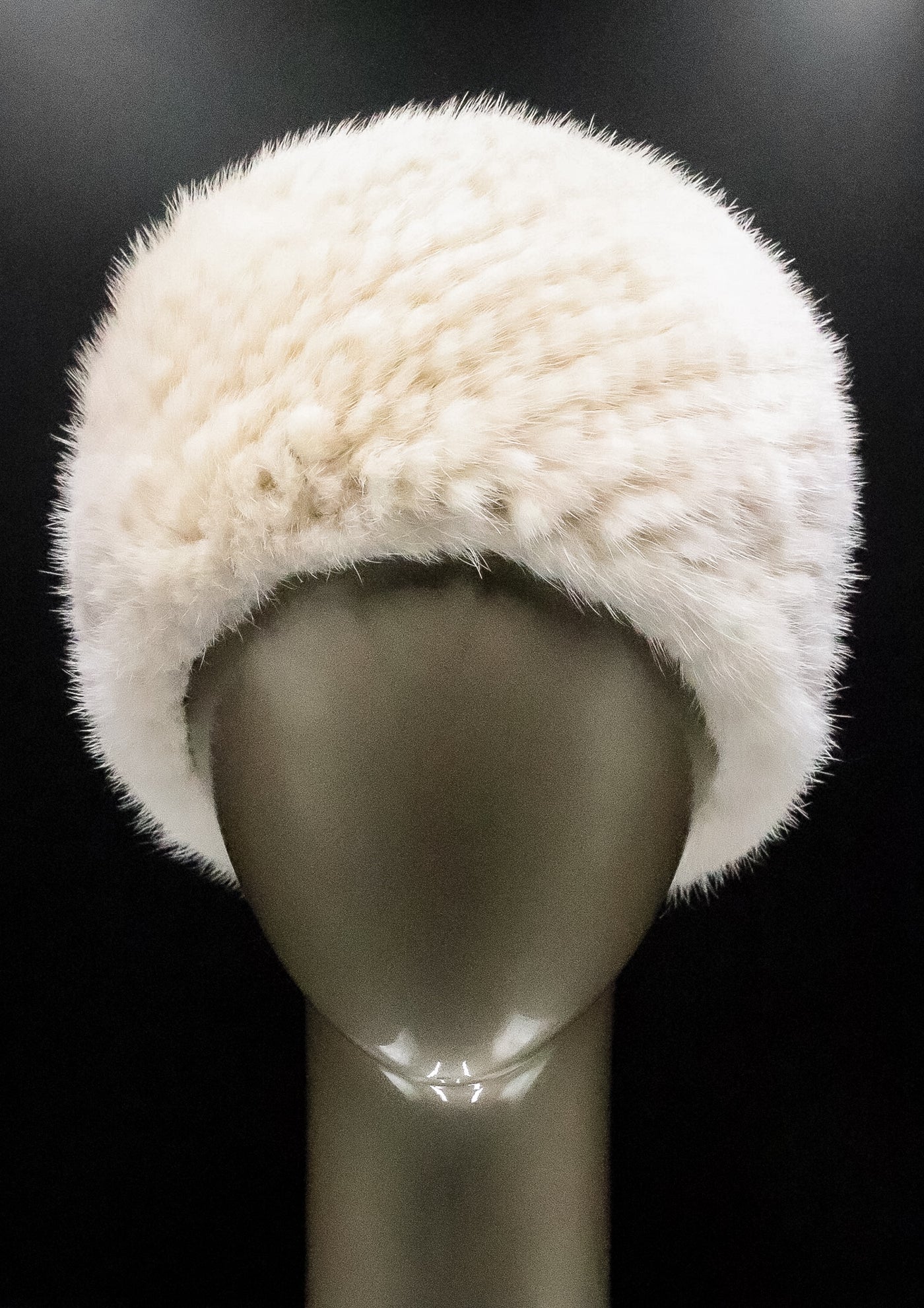 Knitted Beige Mink Headband with Elastic