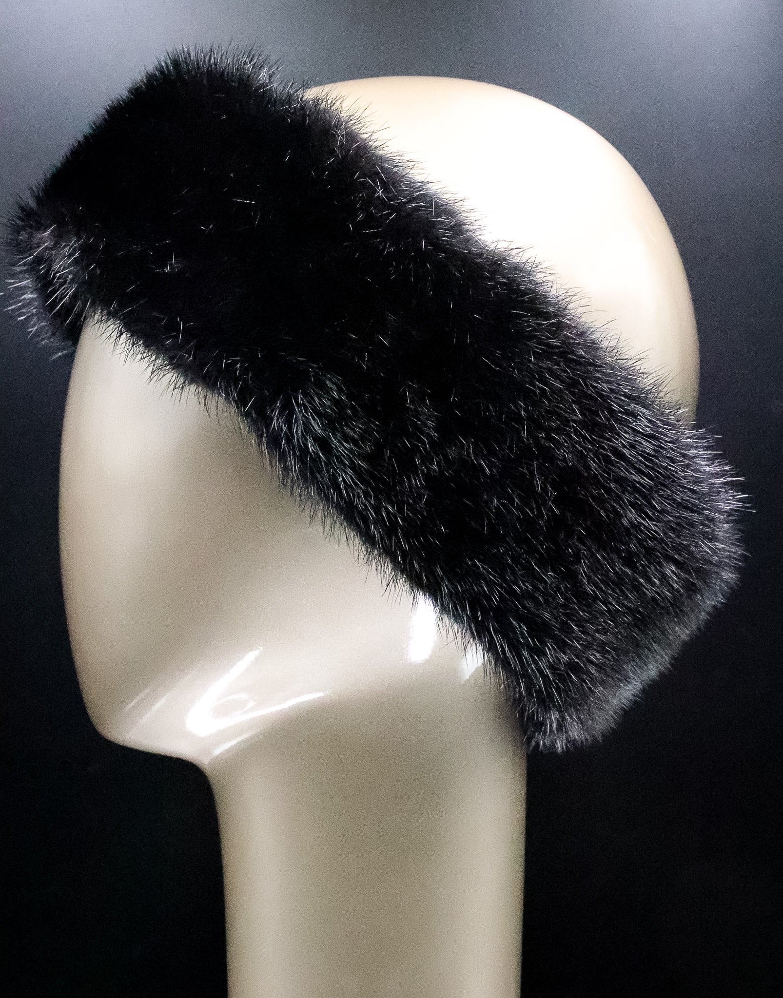 Black Mink Adjustable Headband Black Ranch Mink Knot Headband - Dimitrios Furs main image 3
