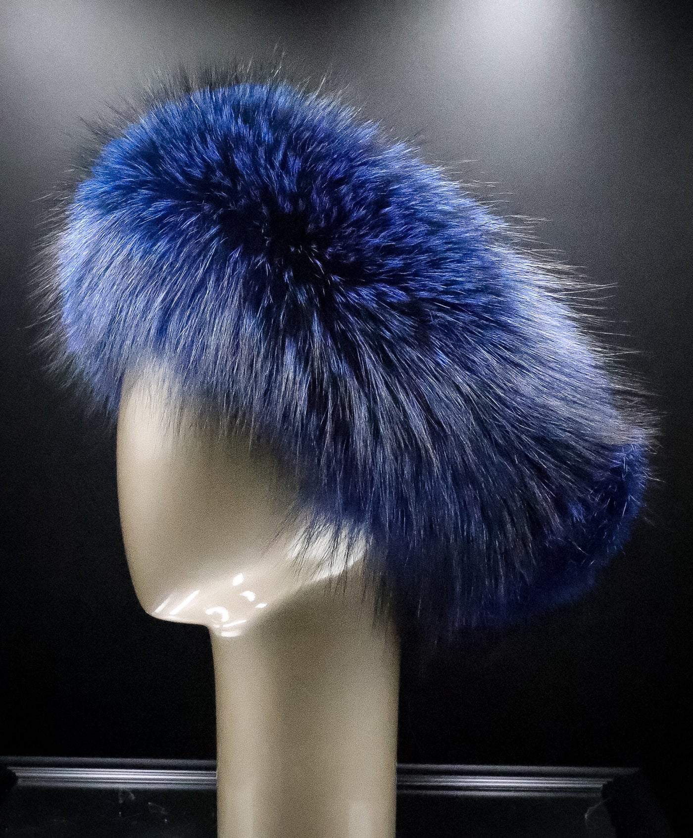 Electric Blue Fox Headband with Velcro