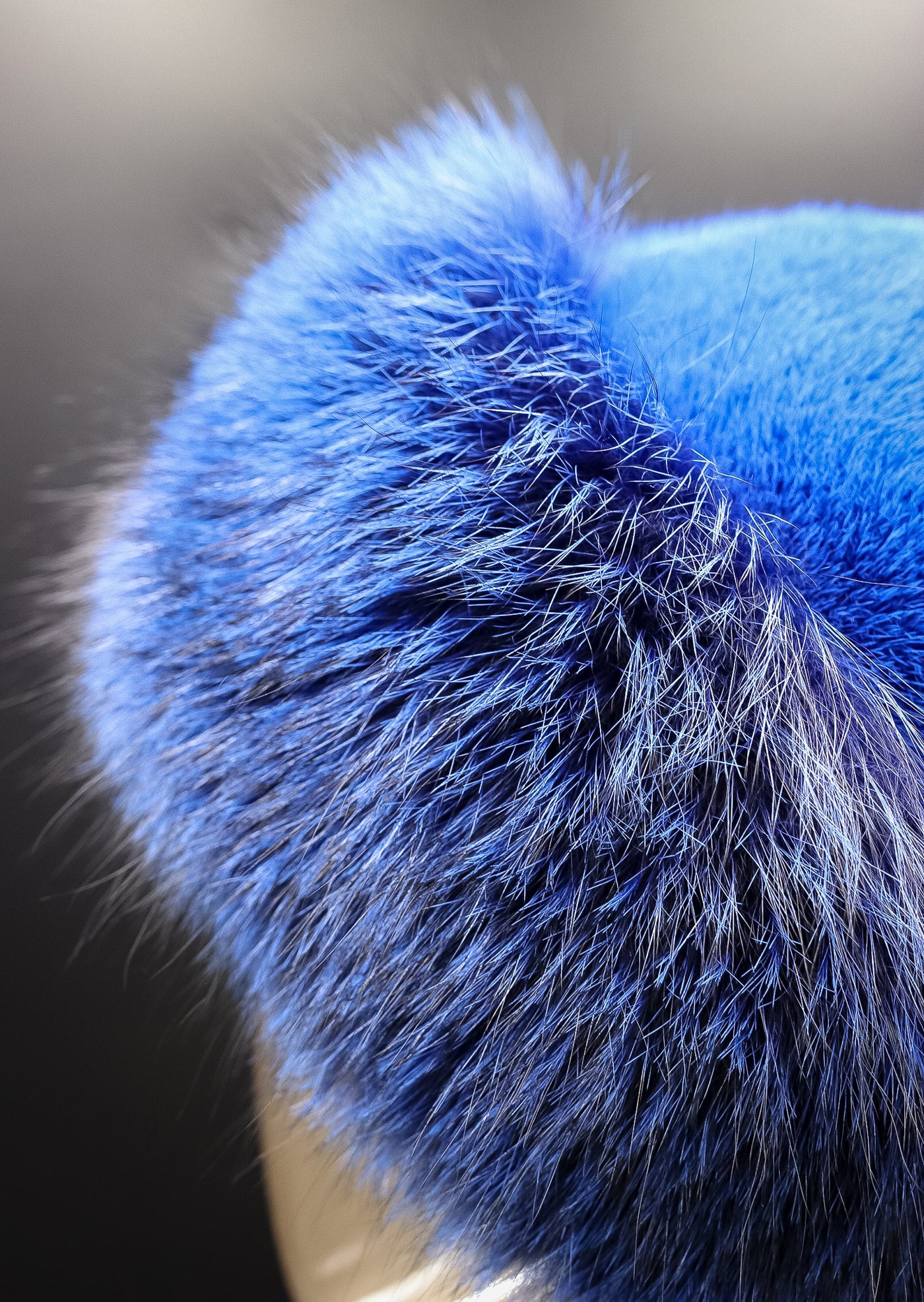 Dyed Blue Mink Hat with Fox Trim