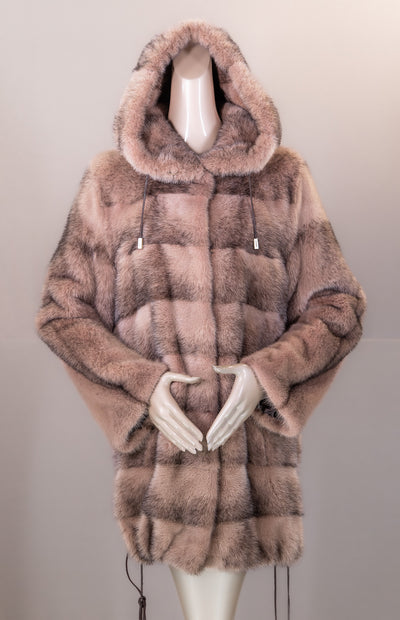 Hooded Sectional Mink Coat