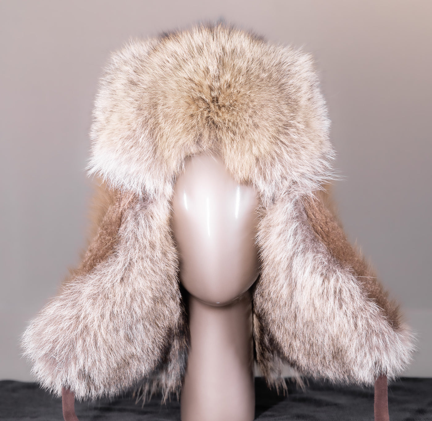 Natural Beaver and Coyote Musher Hat