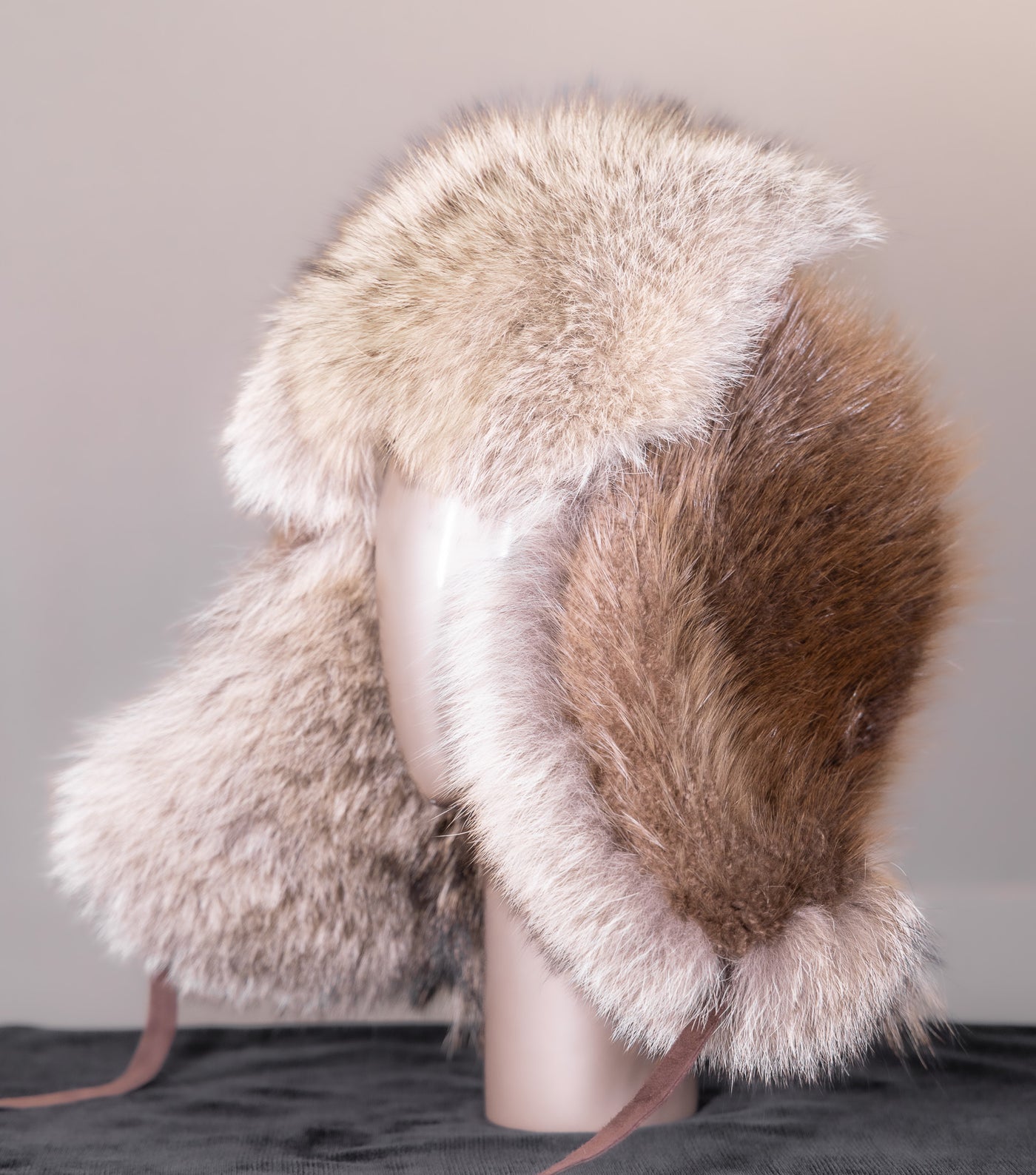 Natural Beaver and Coyote Musher Hat