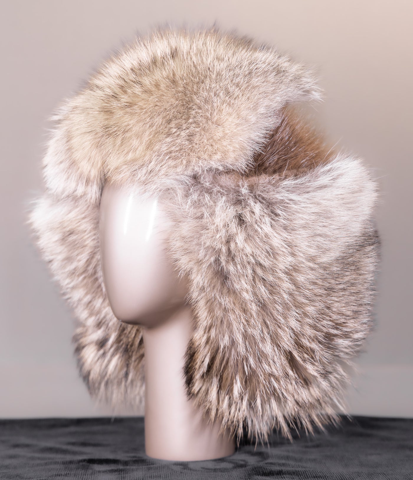 Natural Beaver and Coyote Musher Hat