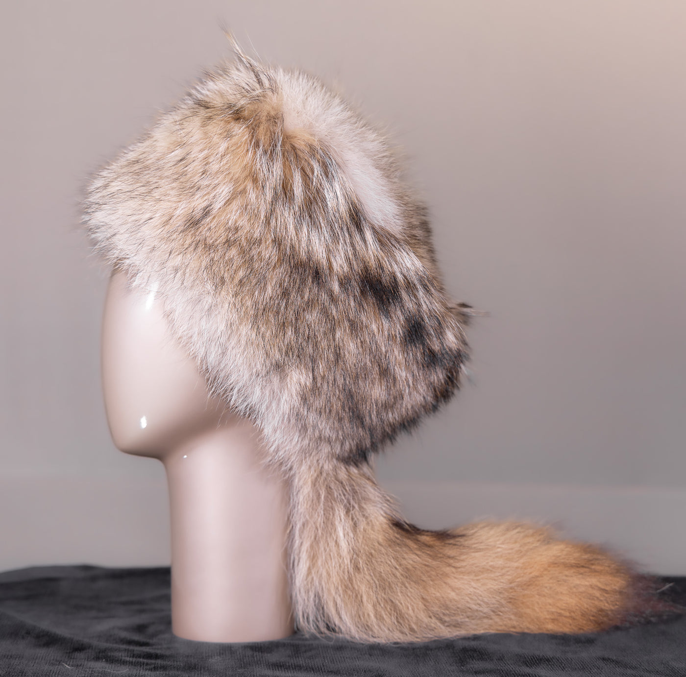 Natural Coyote Hat with Tail