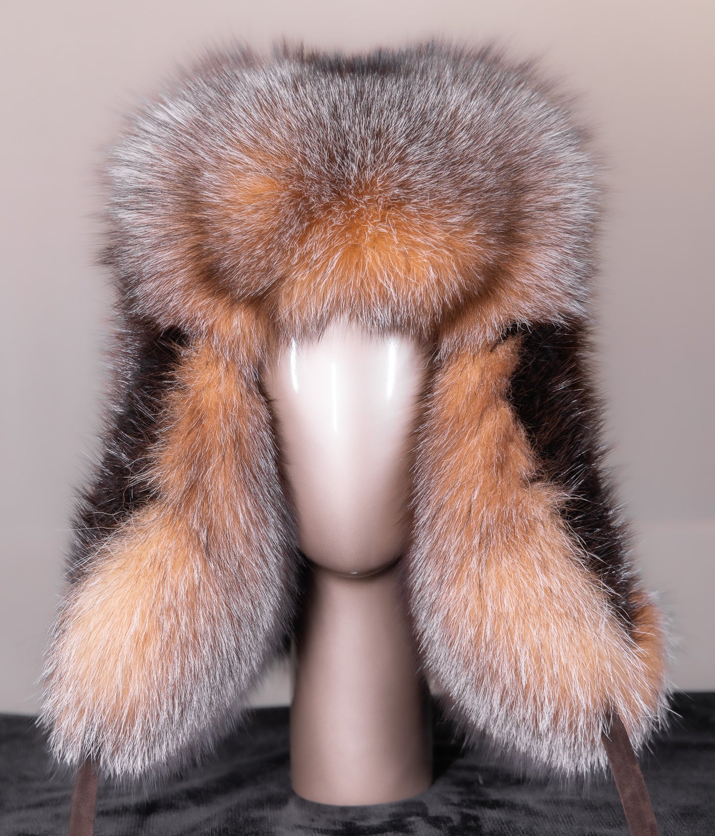 Natural Beaver and Crystal Fox Musher Hat