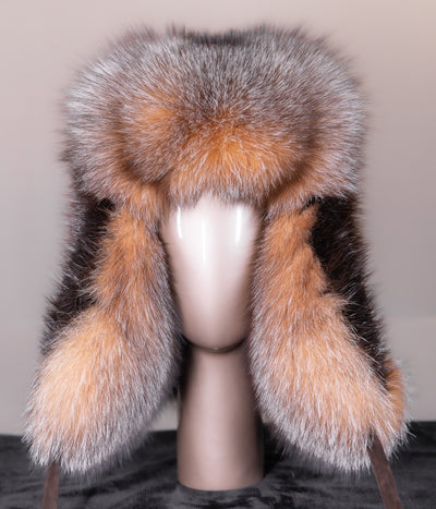 Natural Beaver and Crystal Fox Musher Hat