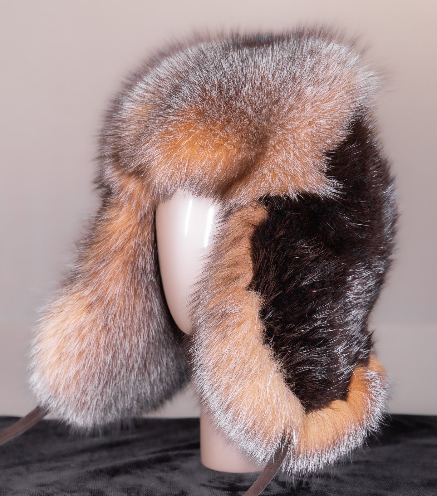 Natural Beaver and Crystal Fox Musher Hat