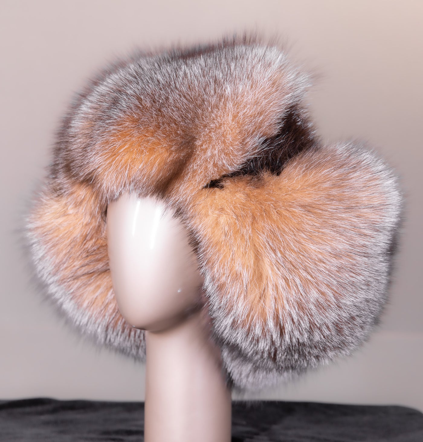 Natural Beaver and Crystal Fox Musher Hat