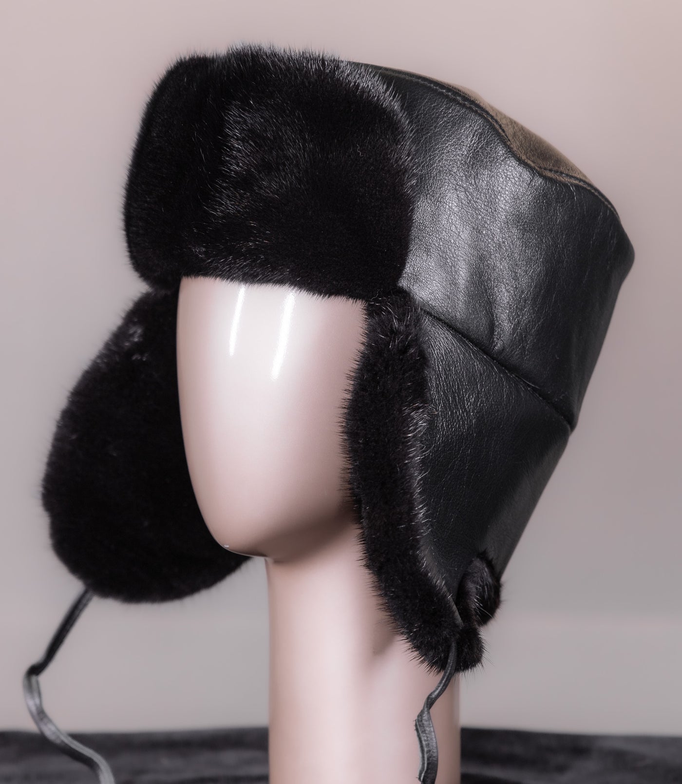 Mink and Leather Trooper Hat