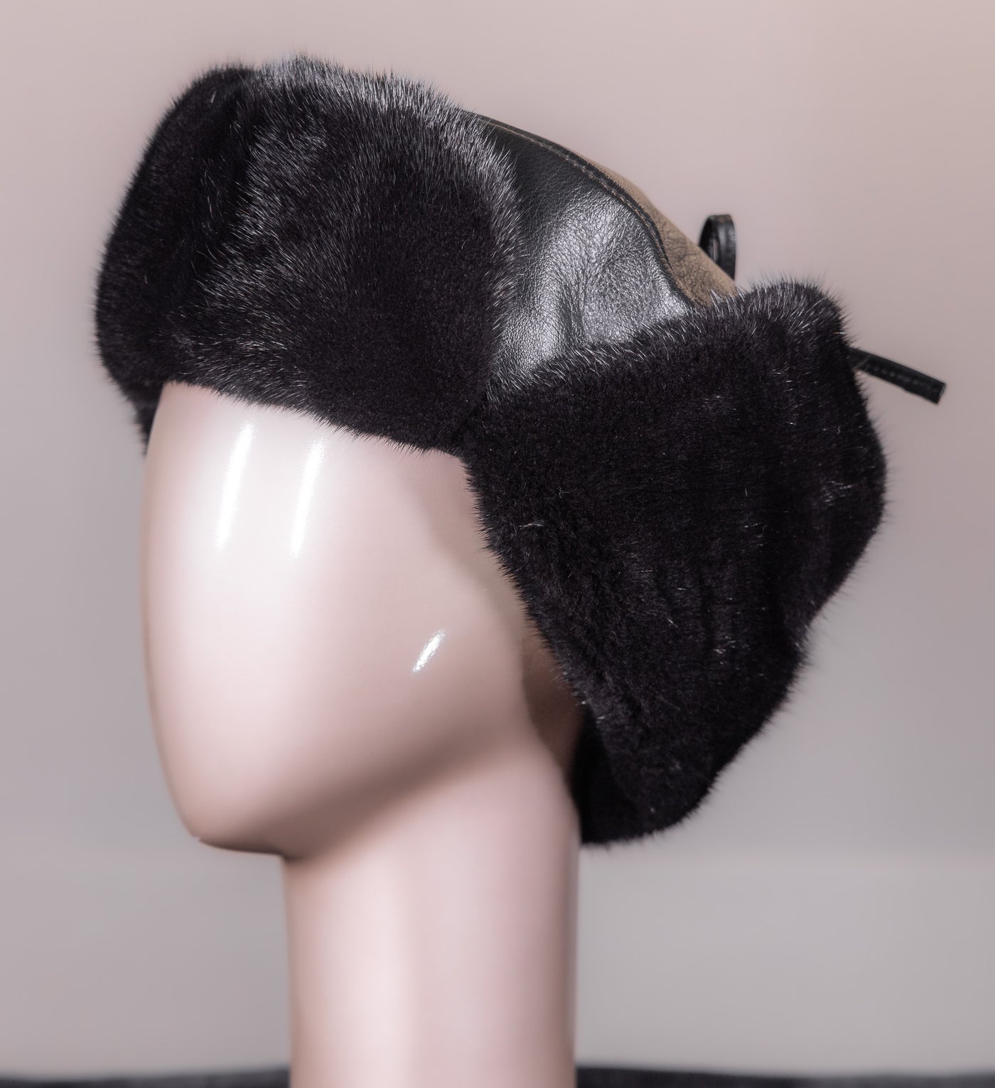 Mink and Leather Trooper Hat