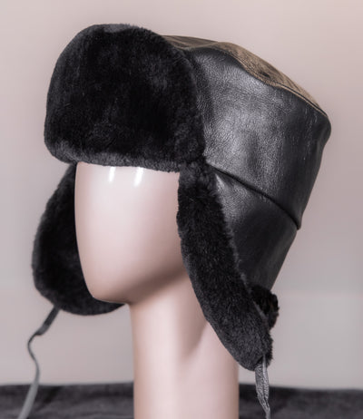 Sheared Beaver and Leather Trooper Hat