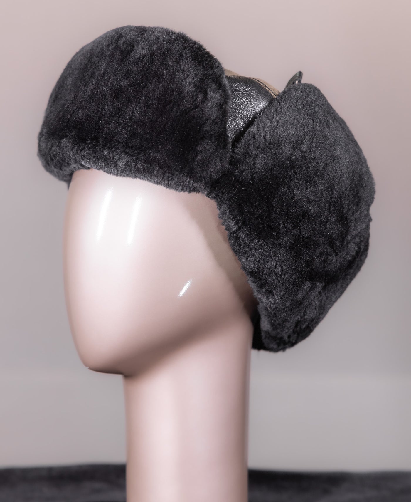 Sheared Beaver and Leather Trooper Hat