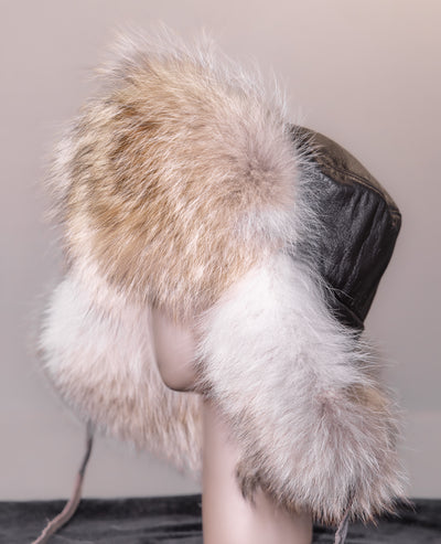 Natural Coyote and Leather Trooper Hat