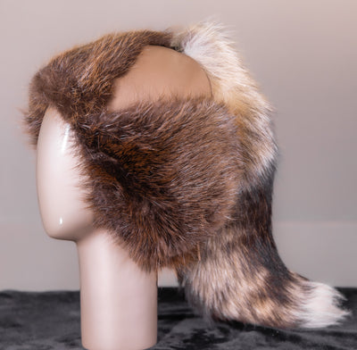 Leather Musher Hat with Beaver and Coyote