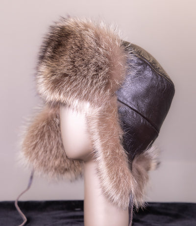 American Raccoon and Leather Trooper Hat