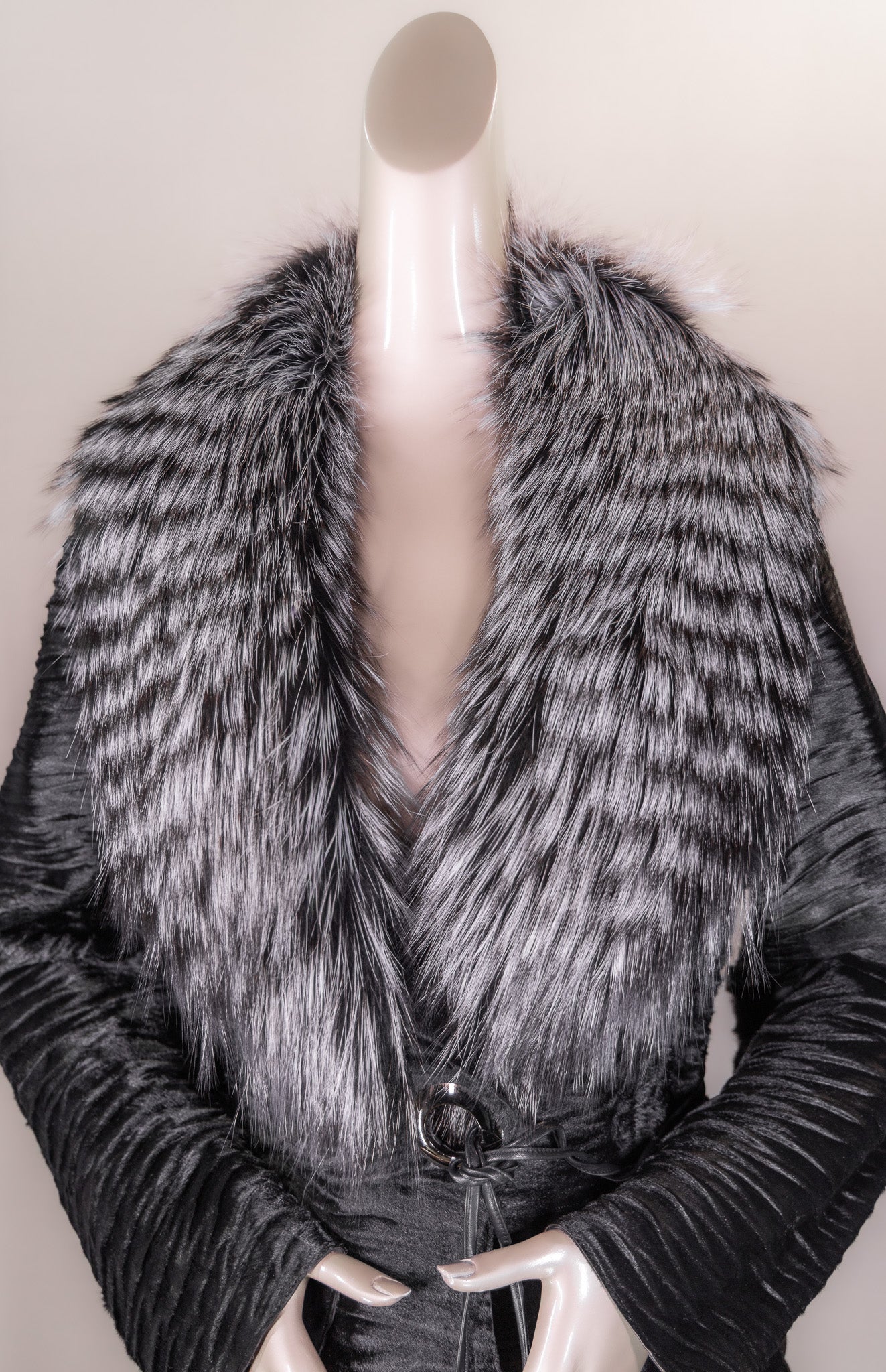 Textured Calf Skin Jacket with Natural Silver Fox
