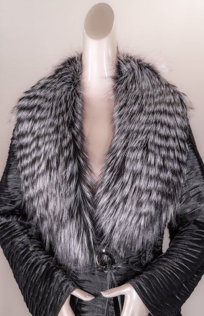 Textured Calf Skin Jacket with Natural Silver Fox