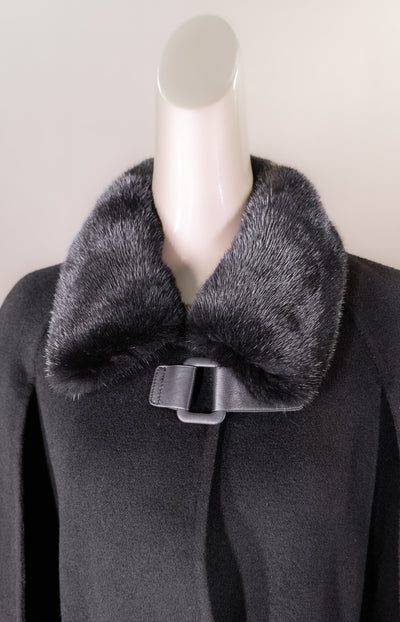Cashmere Cape with Mink Shirt Collar
