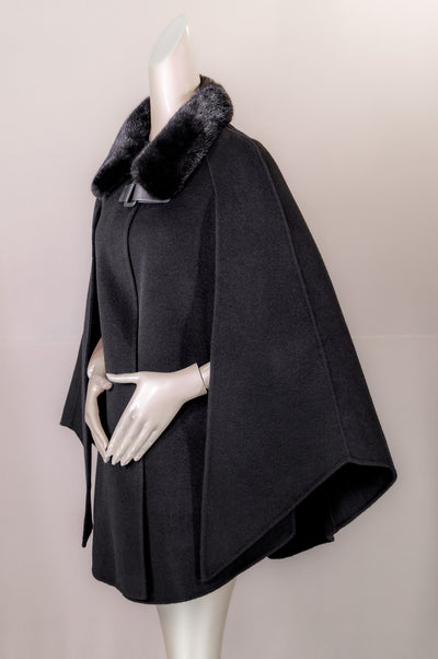Cashmere Cape with Mink Shirt Collar