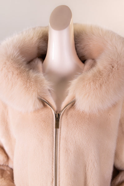 Mink Jacket with Fox-Trimmed Hood