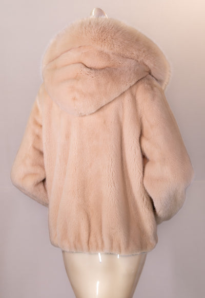 Mink Jacket with Fox-Trimmed Hood