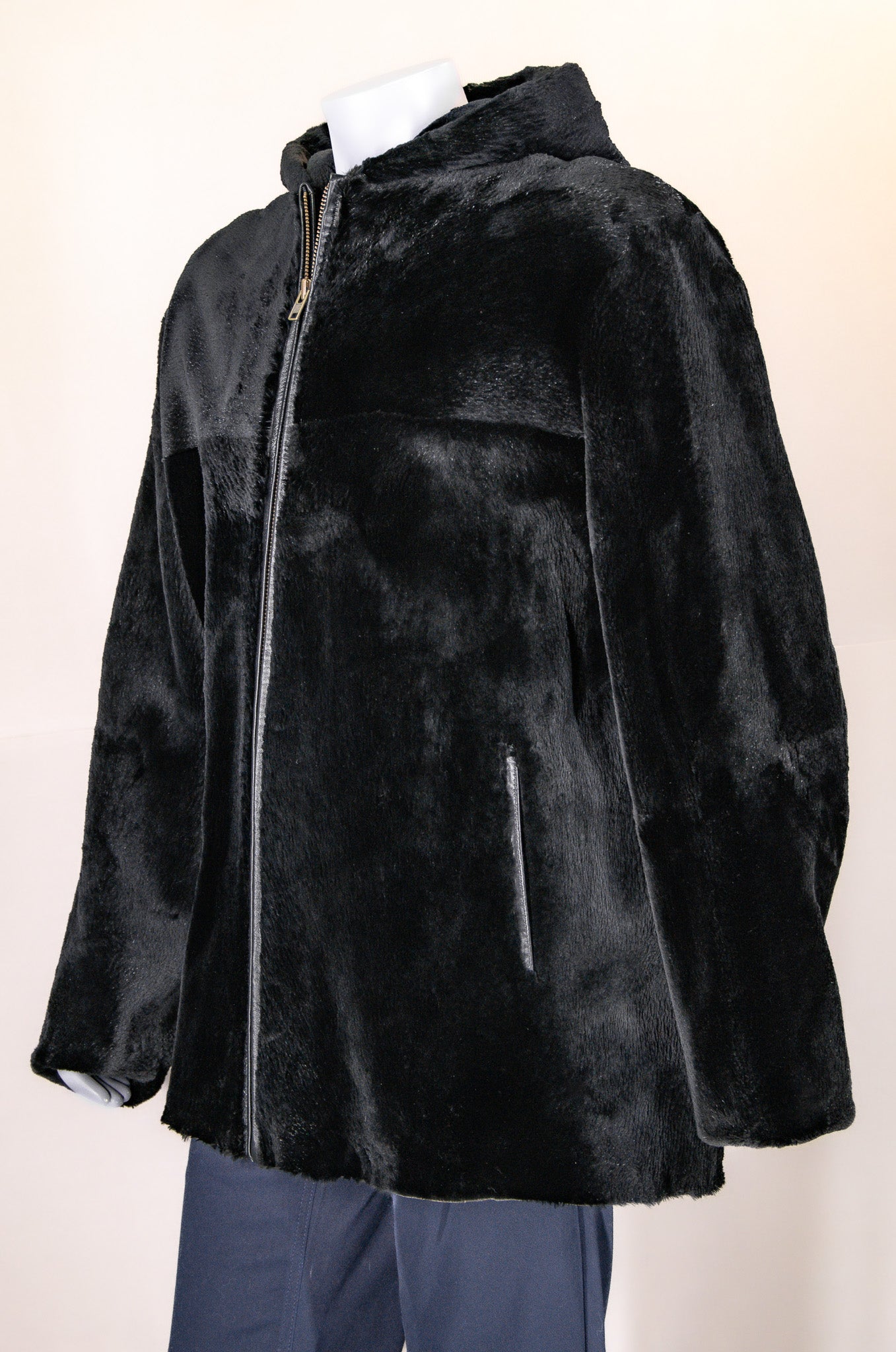 Sheared Beaver Jacket with Hood