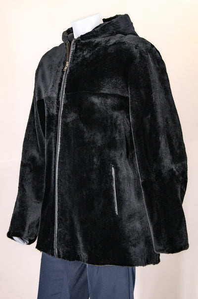 Sheared Beaver Jacket with Hood