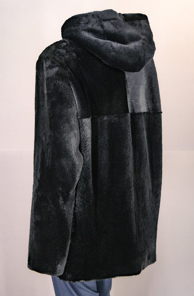 Sheared Beaver Jacket with Hood