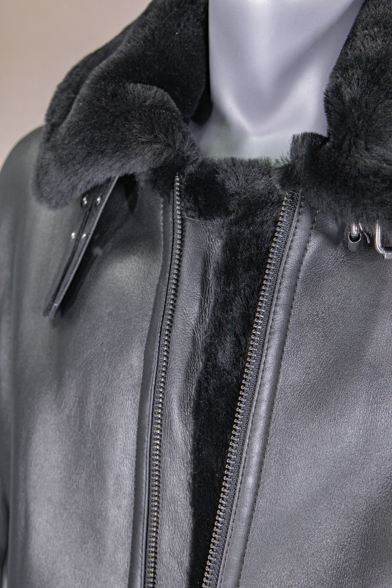 Hooded Merino Lamb Bomber with Shirt Collar