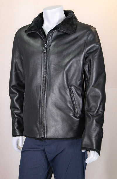 Merino Lamb Shearling Jacket with Stand-Up Collar