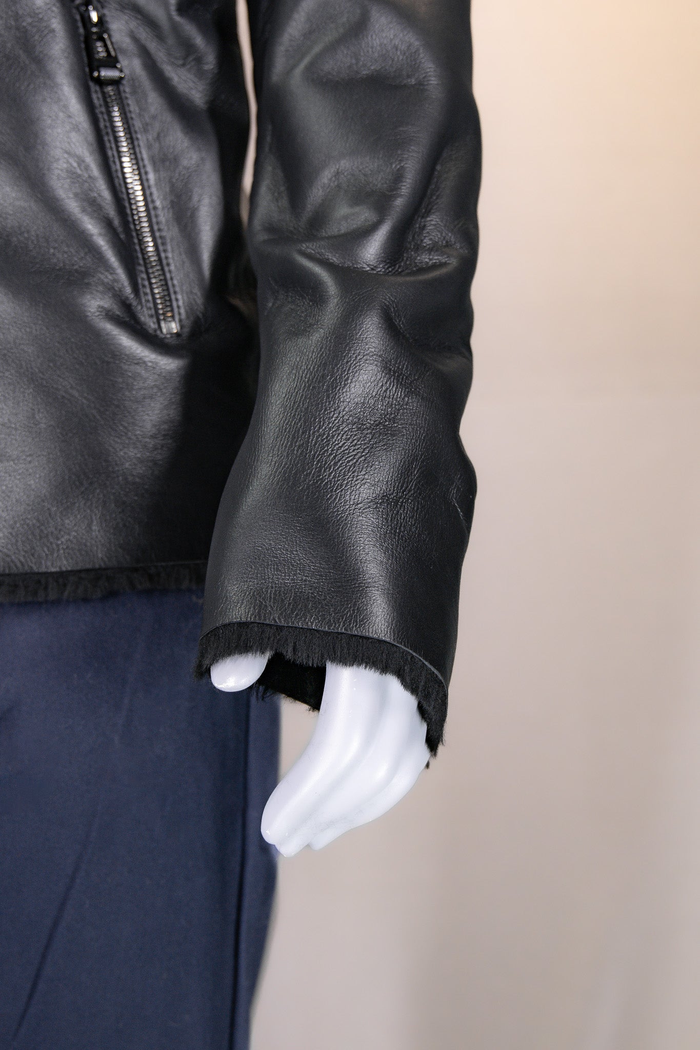 Merino Lamb Shearling Jacket with Stand-Up Collar