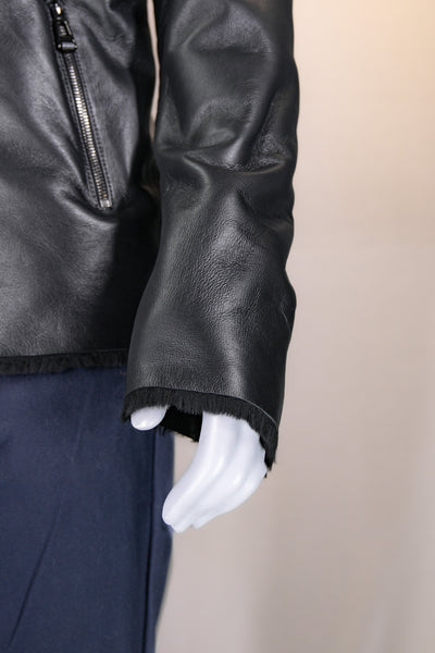 Merino Lamb Shearling Jacket with Stand-Up Collar