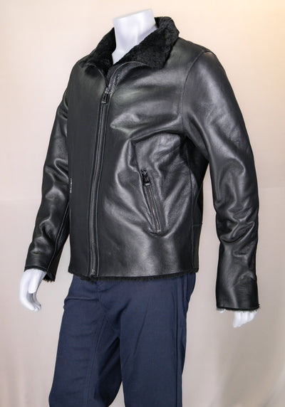 Merino Lamb Shearling Jacket with Stand-Up Collar