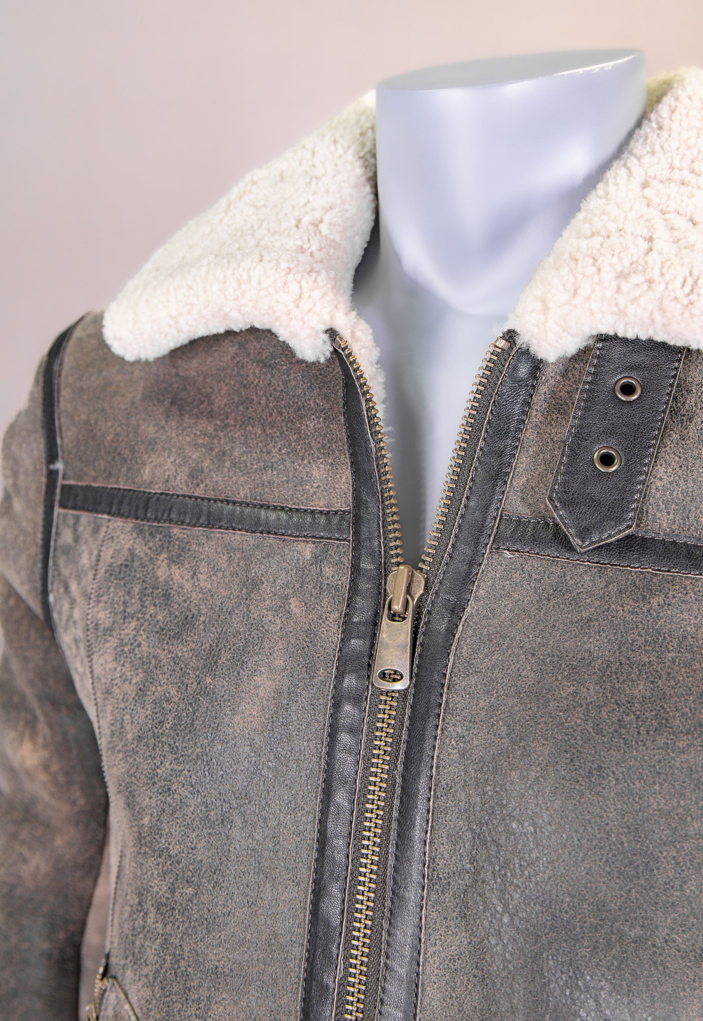 Shearling Aviator Jacket with Shirt Collar