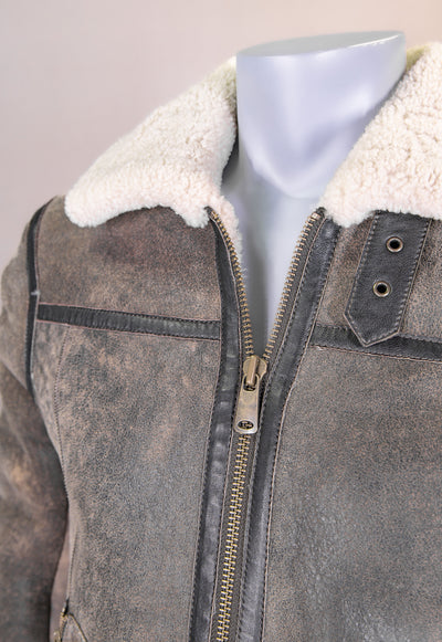 Shearling Aviator Jacket with Shirt Collar