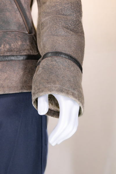 Shearling Aviator Jacket with Shirt Collar