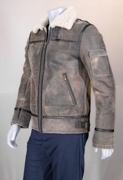 Shearling Aviator Jacket with Shirt Collar