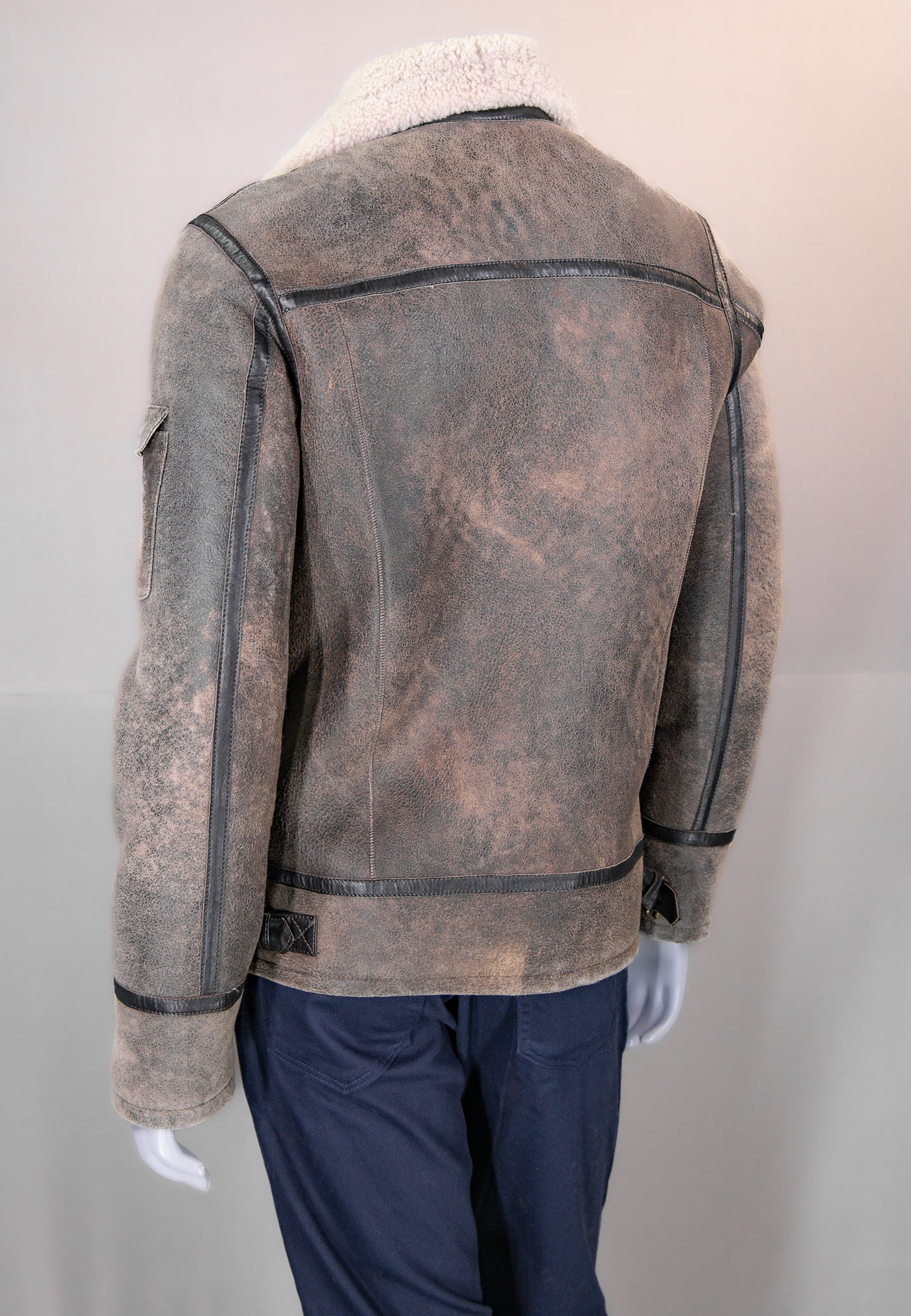 Shearling Aviator Jacket with Shirt Collar