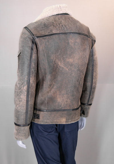 Shearling Aviator Jacket with Shirt Collar