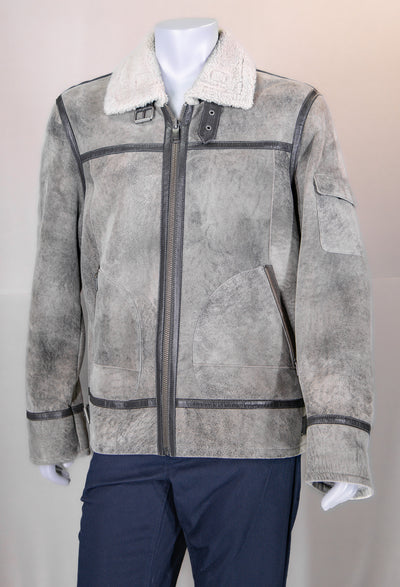 Shearling Aviator Jacket with Shirt Collar