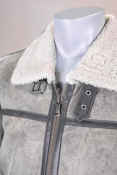 Shearling Aviator Jacket with Shirt Collar