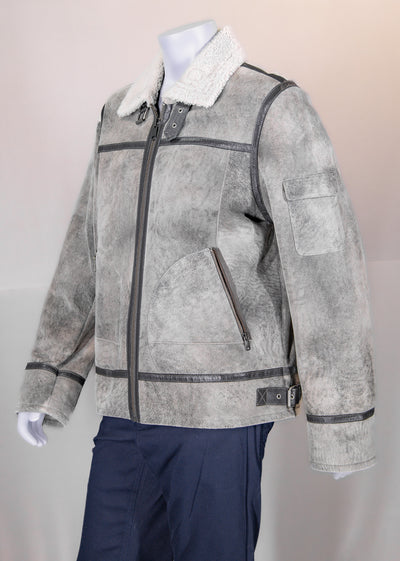Shearling Aviator Jacket with Shirt Collar