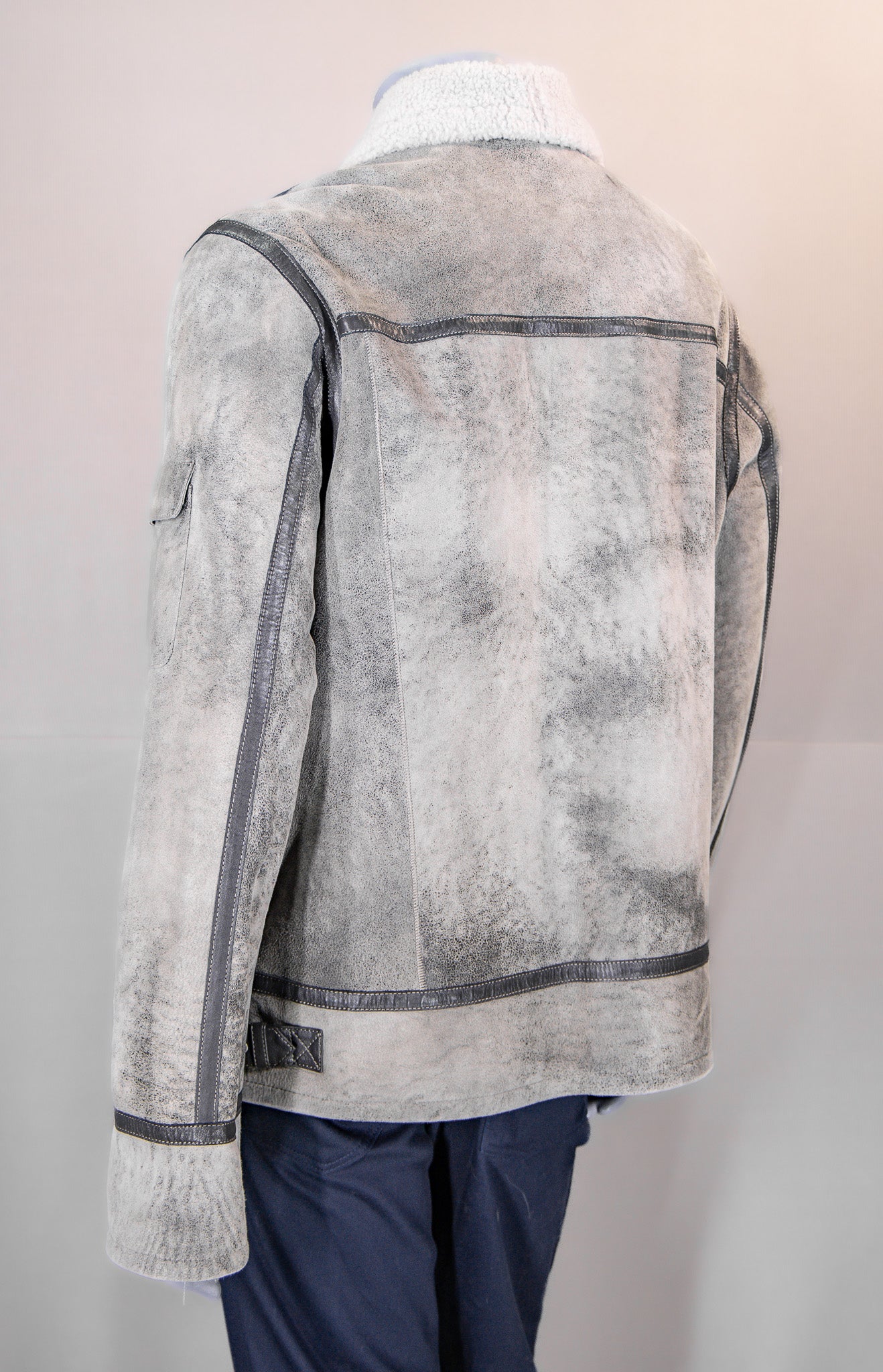 Shearling Aviator Jacket with Shirt Collar