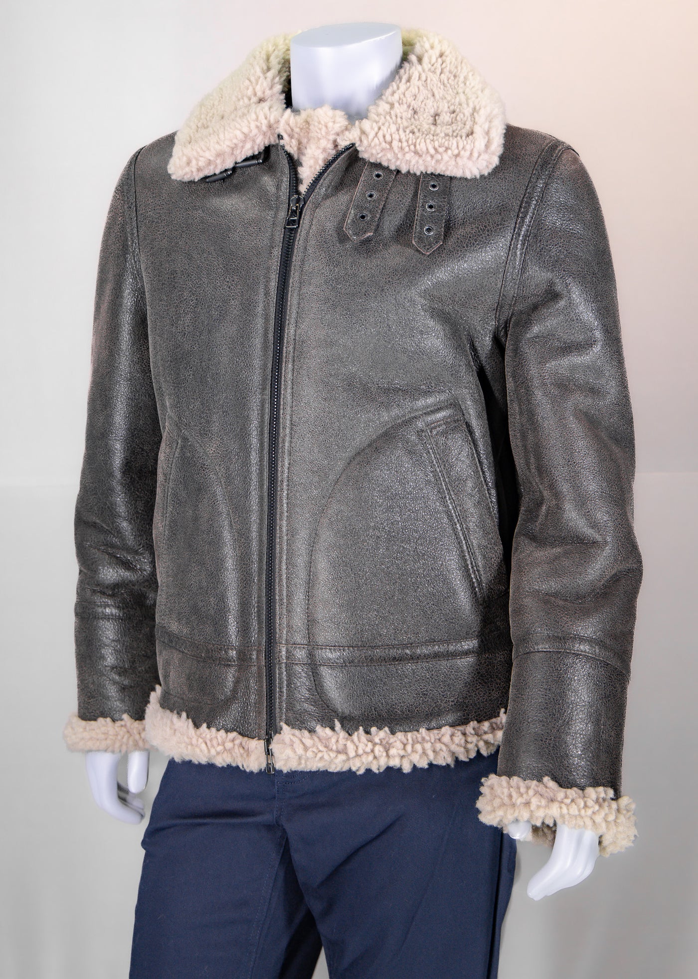 Shearling Jacket with Shirt Collar