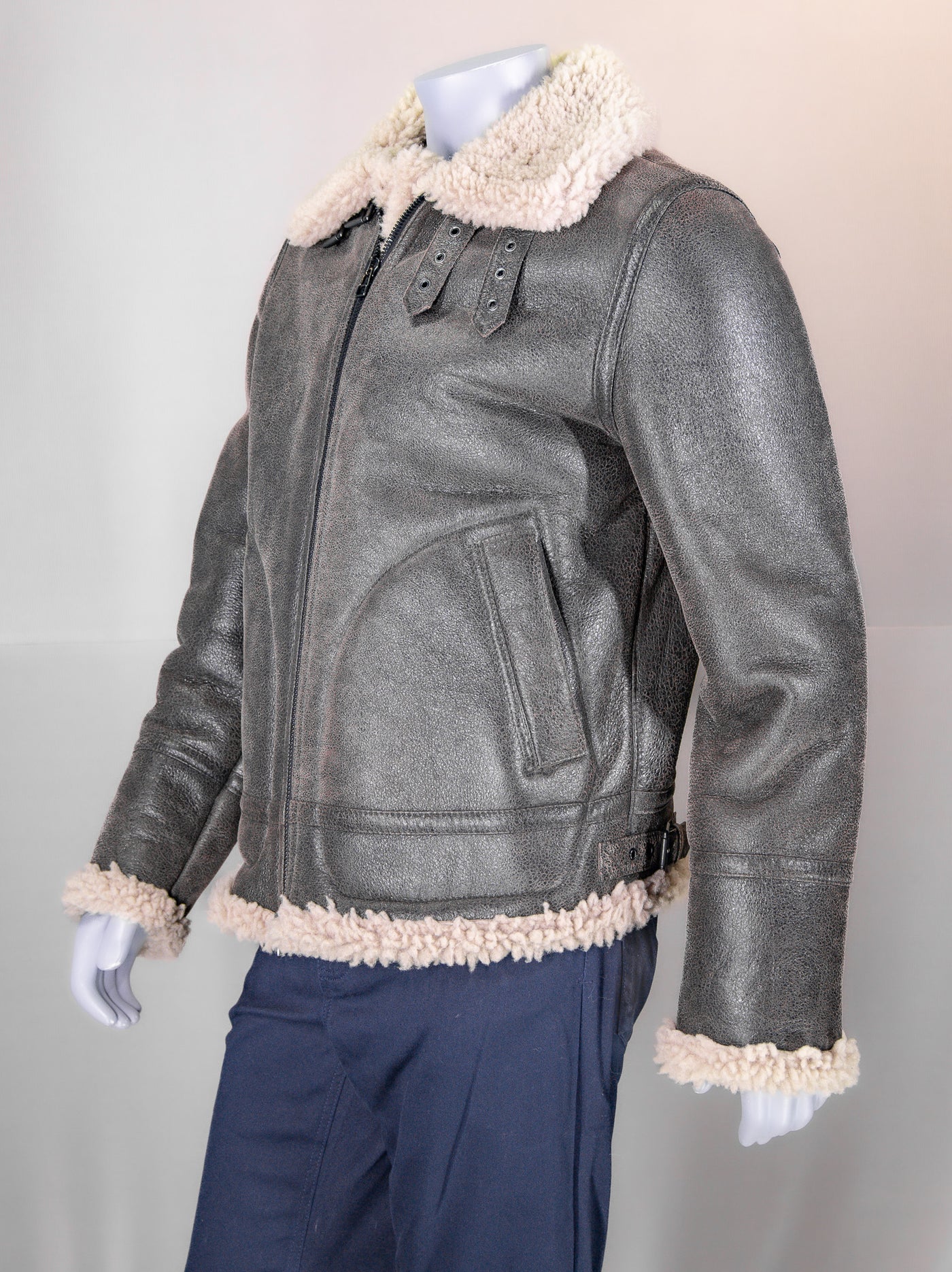 Shearling Jacket with Shirt Collar