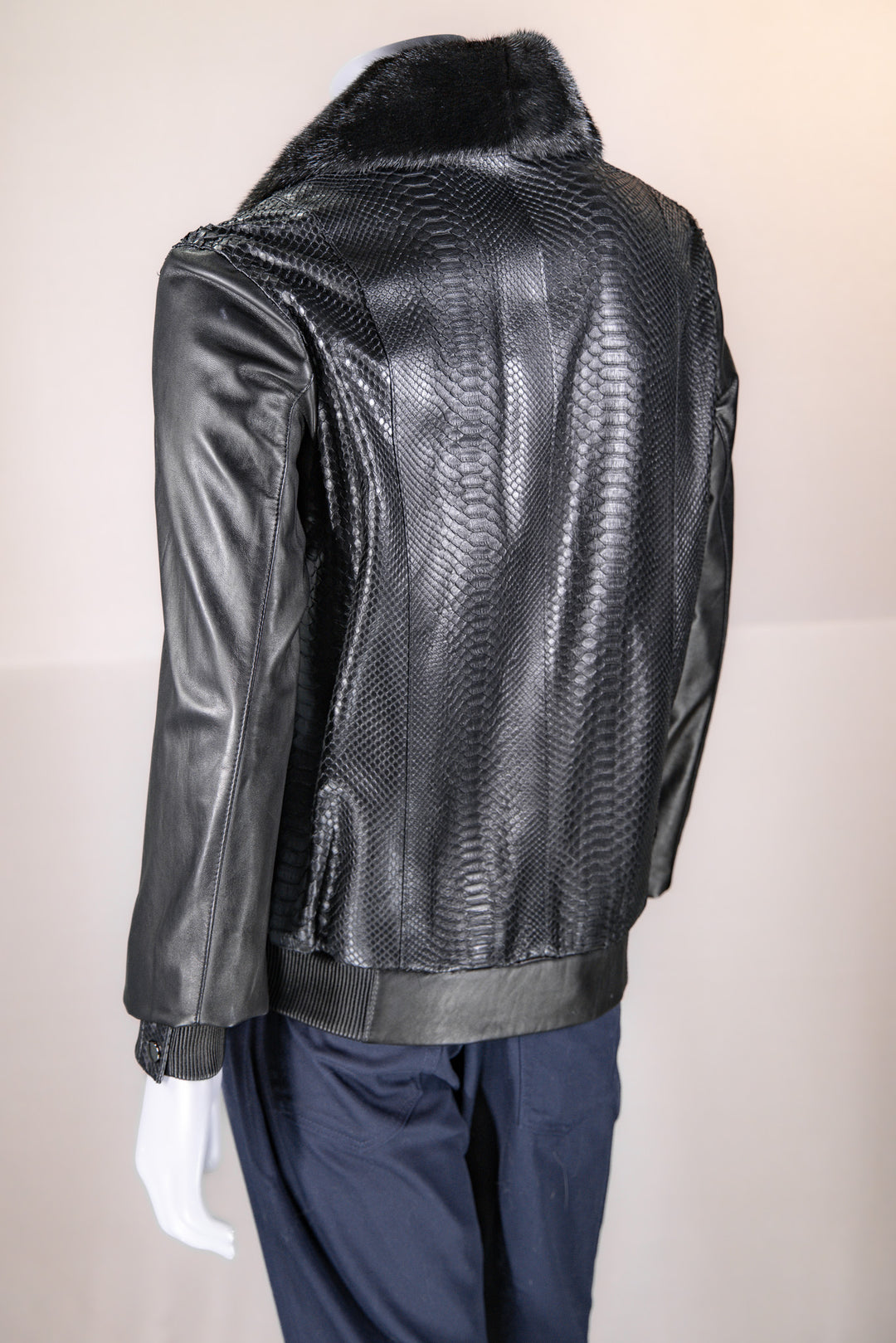 Italian Lamb Leather Jacket with Python and Mink – Alaska Fur