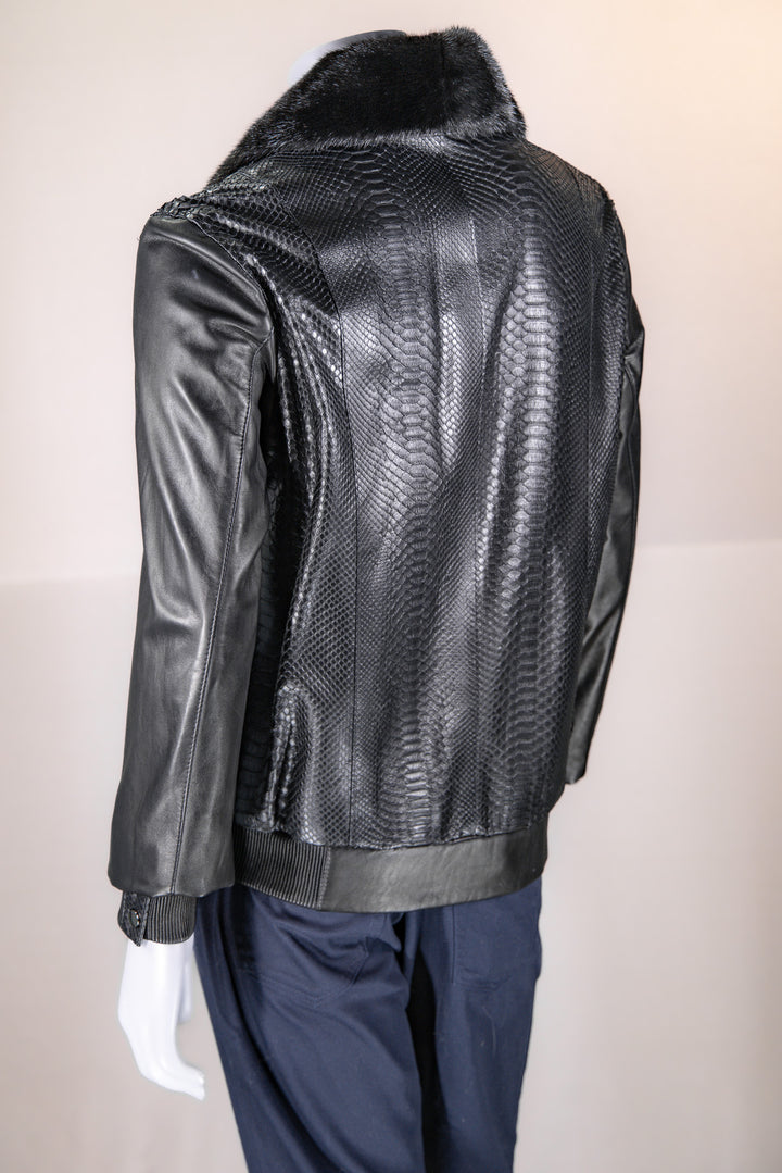 Italian Lamb Leather Jacket with Python and Mink – Alaska Fur